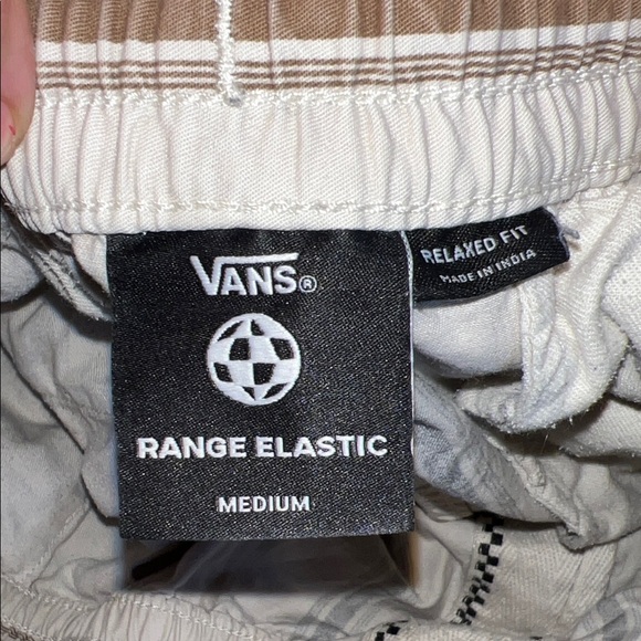 Vans Men’s Striped Drawstring Cargo Shorts - Cream, Black & Tan - Picture 2 of 4